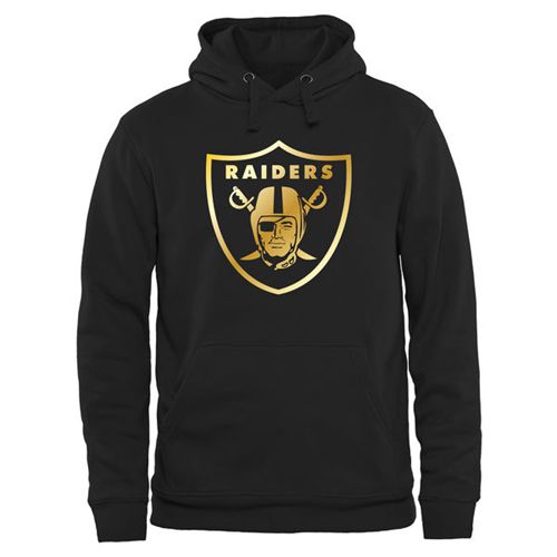 Men's Oakland Raiders Pro Line Black Gold Collection Pullover Hoodie - Click Image to Close